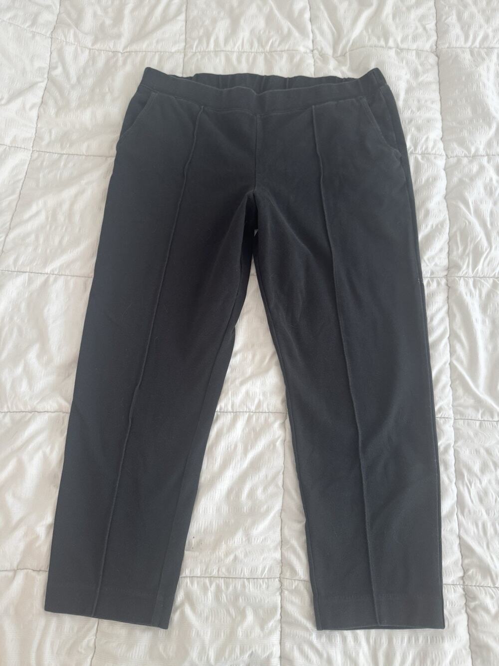 J.Crew Pintuck Sweatpant Women's XL Black Stretchy Elastic Waistband Pant Pocket